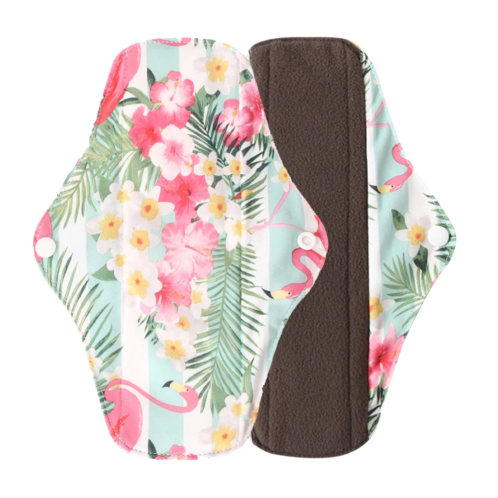 Serviettes Hygiéniques en Bambou Charbon Bio - Protège-slips Menstruels Lavables Anti-fuites